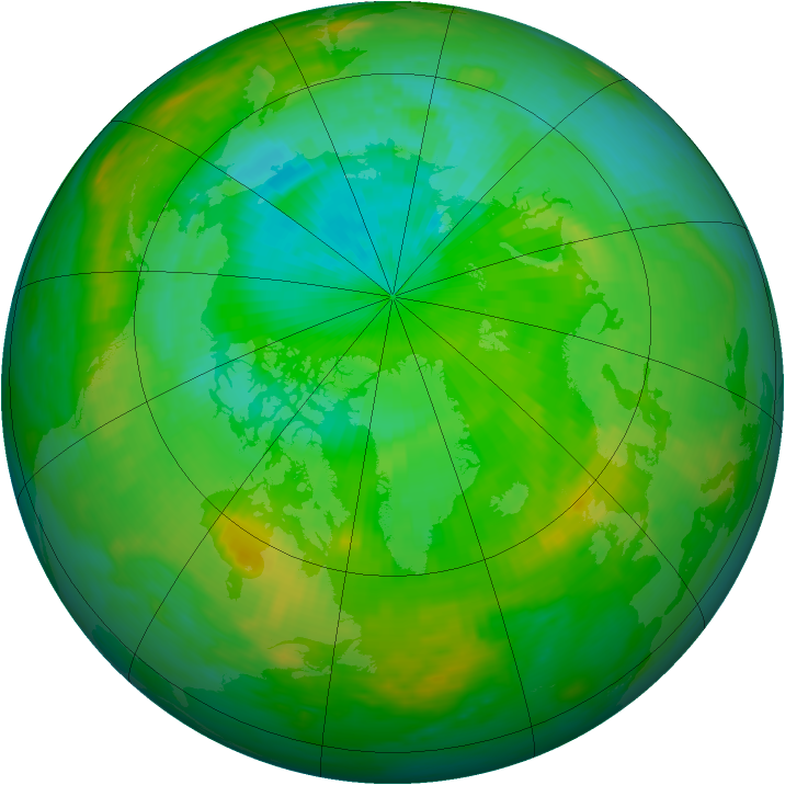Arctic ozone map for 13 July 1992